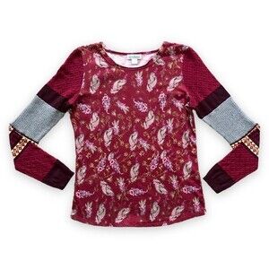 Sundance Sharrar Top Long Statement Sleeves Paisley Pink Size Small